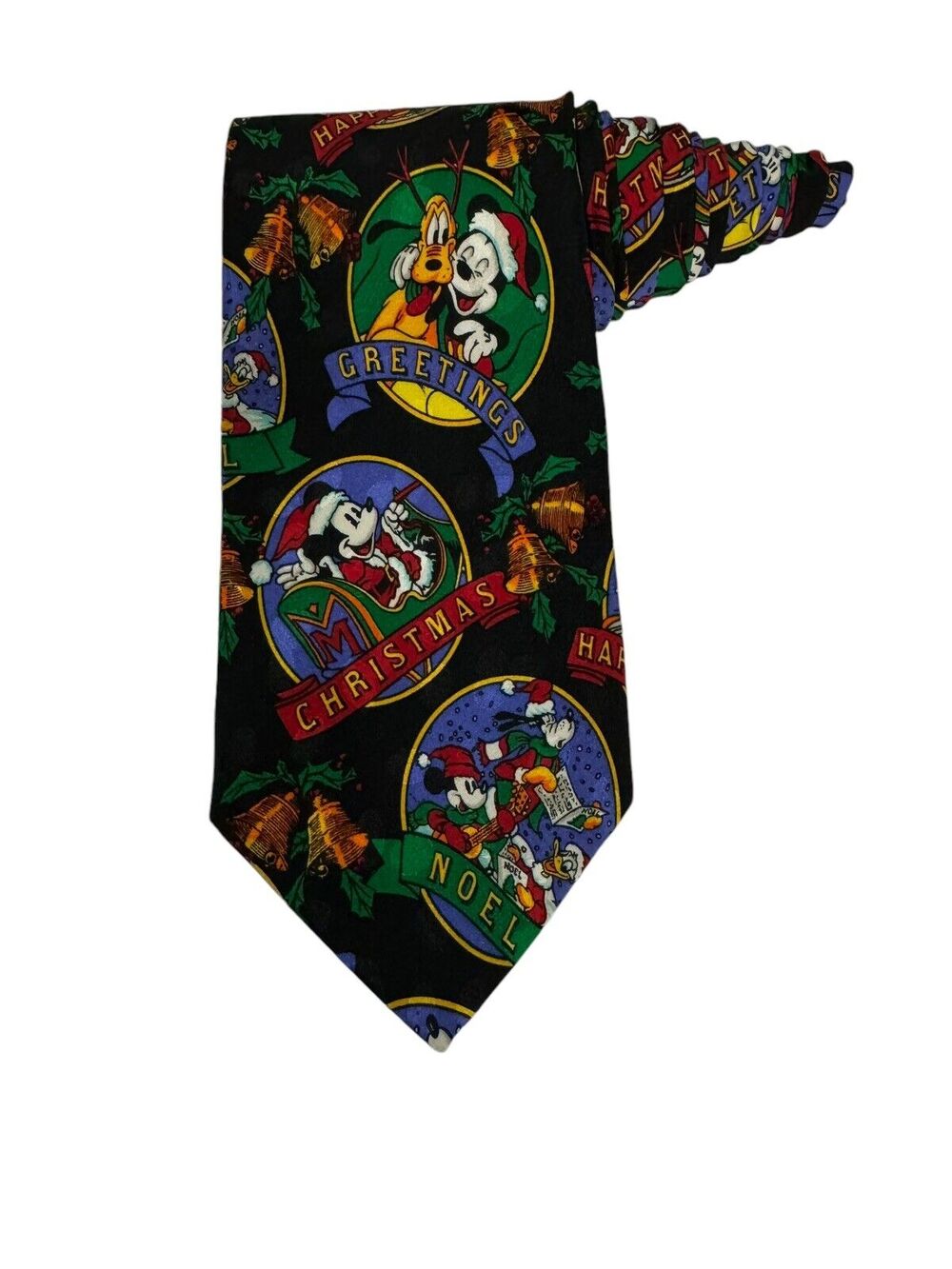 The Disney Store Mickey Mouse Pluto Christmas Seasons Greetings Necktie Holidays